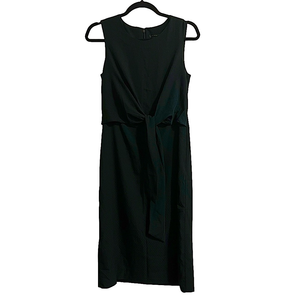Ann Taylor Dark Green Sleeveless Tie Front Midi Dress Size 0